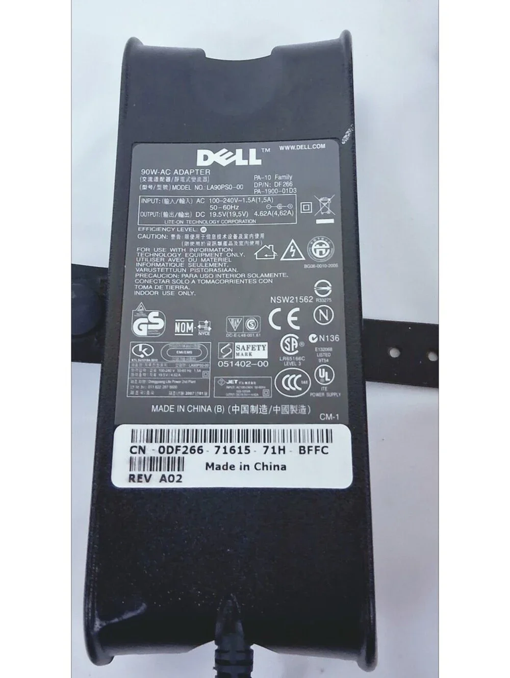 DELL PA-10 LA90PS0-00 AC/DC Adapter In 100-240 Out 19.5VDC 4.62A Working TESTED